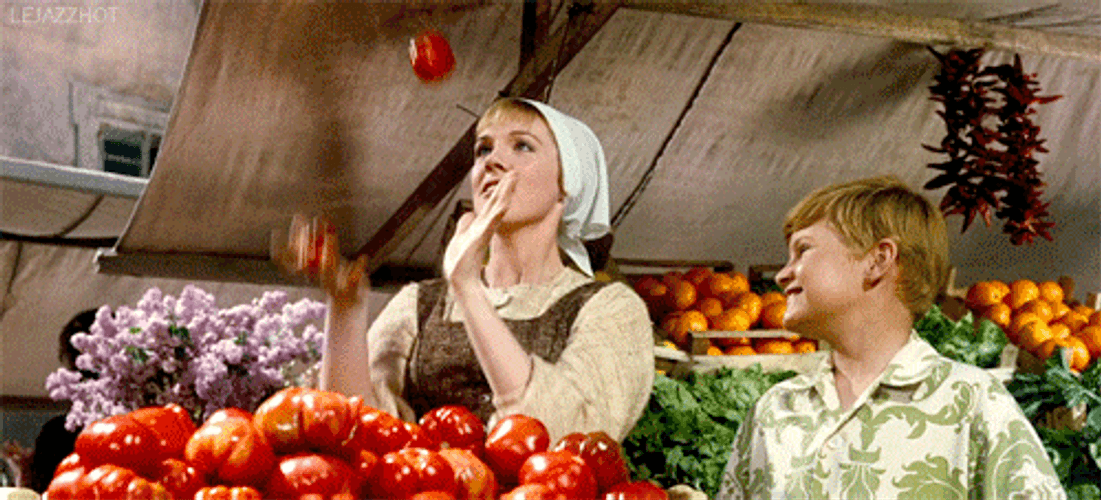 Julie Andrews Juggling Tomatoes 1960S Movie GIF