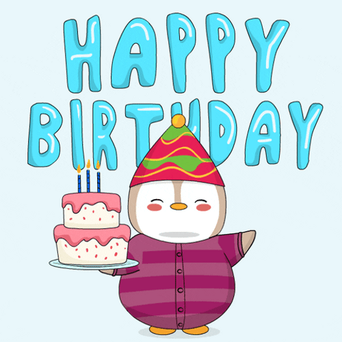 Jumping Cute Penguin Happy Birthday Sis GIF