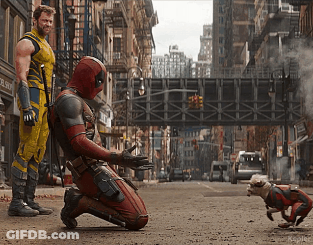 Jumping Dogpool Spiderman GIF