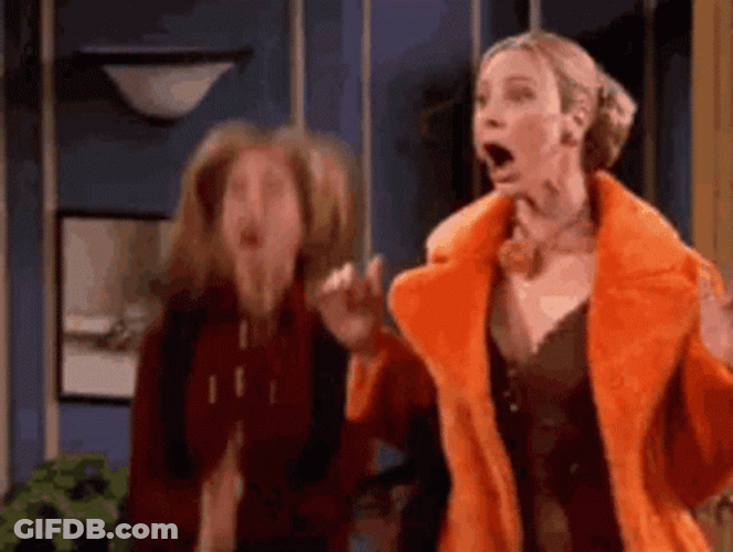 Jumping Friends Rachel Green And Phoebe Buffay Aplausos GIF