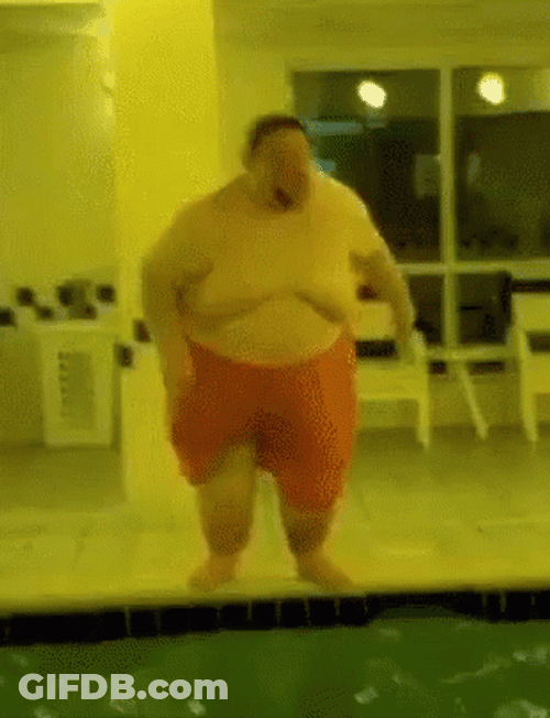 Jumping Man Huge Pool Water Splash GIF