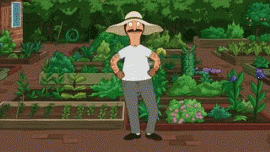 Jumping Man While Gardening GIF