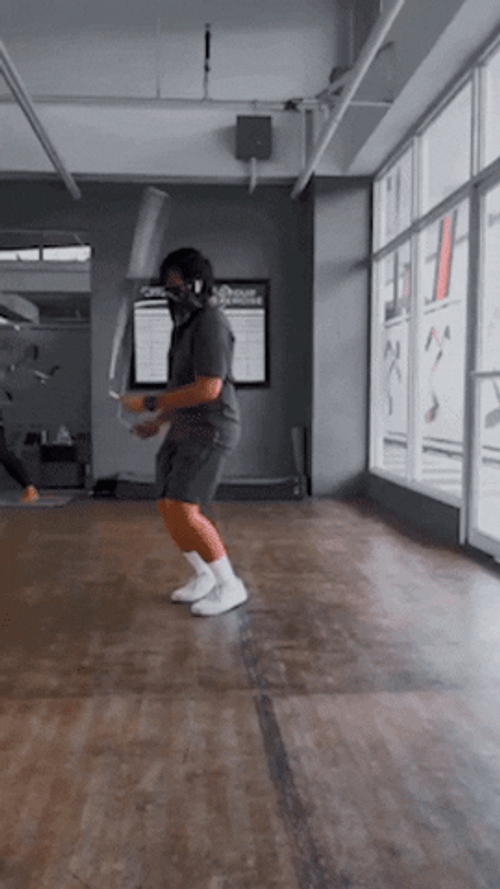 Jumping Rope Man Turning Around GIF