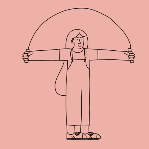 Jumping Rope Playing Girl Illustration Design GIF