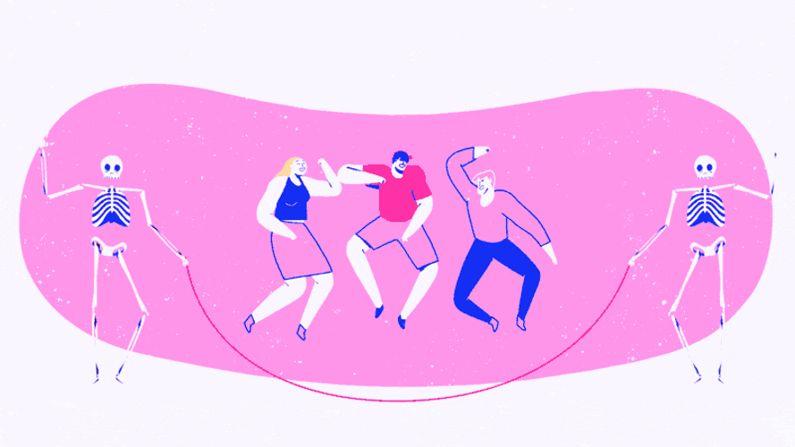 Jumping Rope Skeleton Engaging Art GIF