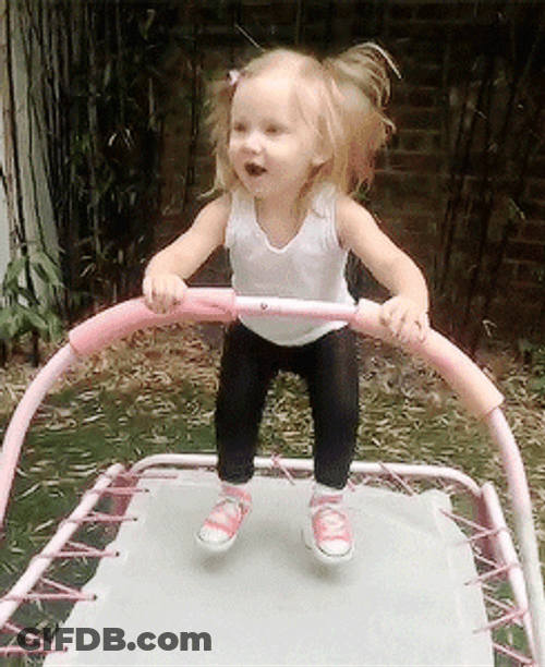 Jumping Trampoline Baby Girl GIF