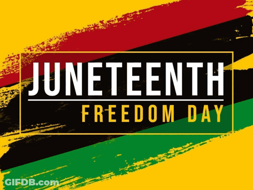 Juneteenth Freedom Day Poster Black Red Yellow Green Background GIF