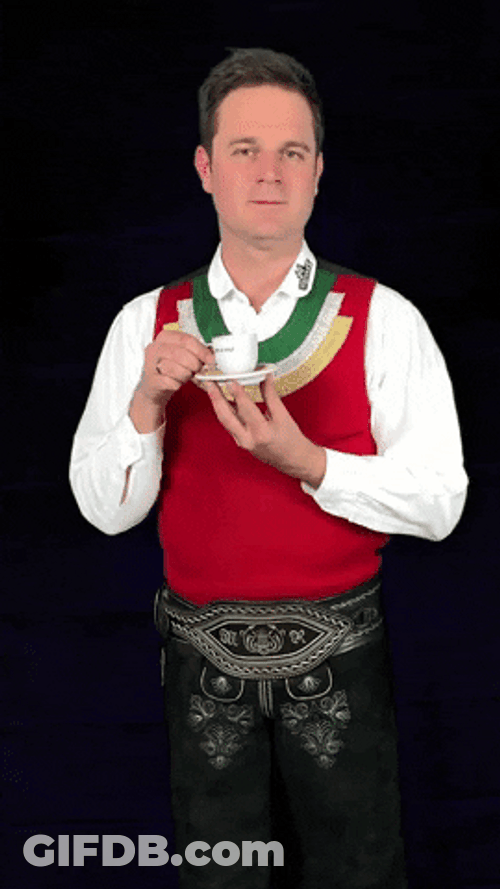 Jungen Zillertaler Drinks Small Cup Of Espresso GIF