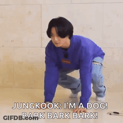 Jungkook Kneeling Saying I'm A Dog Bark Bark Bark GIF