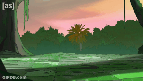 Jungle Cartoon With Words As GIF