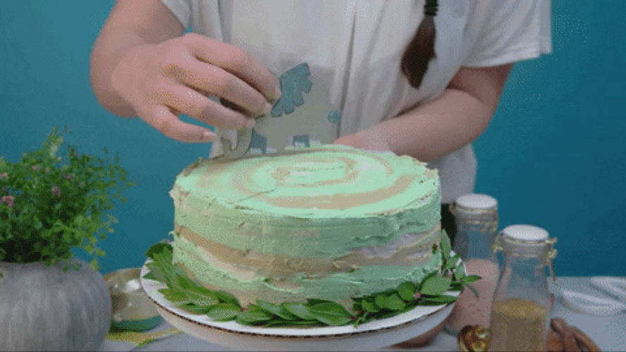 Jungle-Themed Green Cake GIF