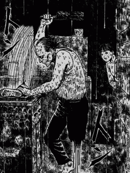 Junji Ito Horrific Art Chopping Limb GIF