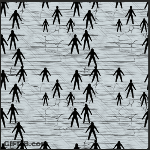Junji Ito Scary Stick Figure Crowd GIF