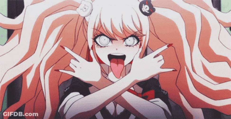 Junko Enoshima Rock And Roll Hand Sign GIF