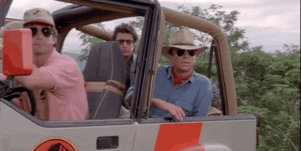 Jurassic Park Alan Jeep Ride GIF