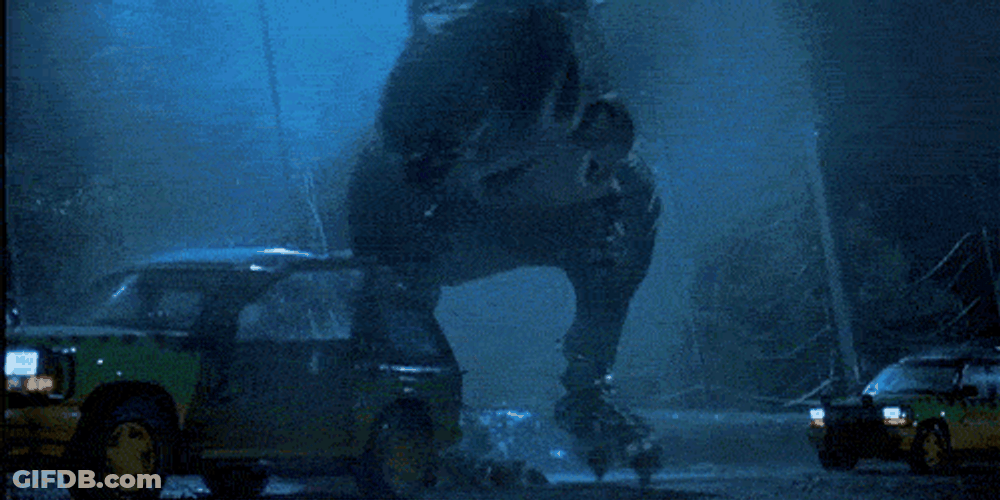 Jurassic Park T-Rex City Roar GIF