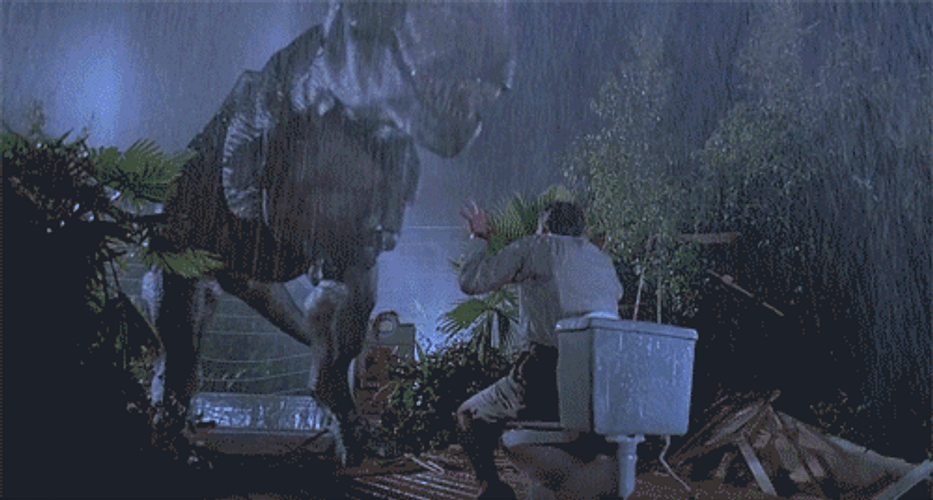 Jurassic Park T-Rex Toilet Man GIF