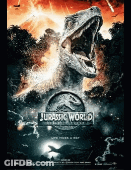 Jurassic World Movie Poster With Dinosaur GIF