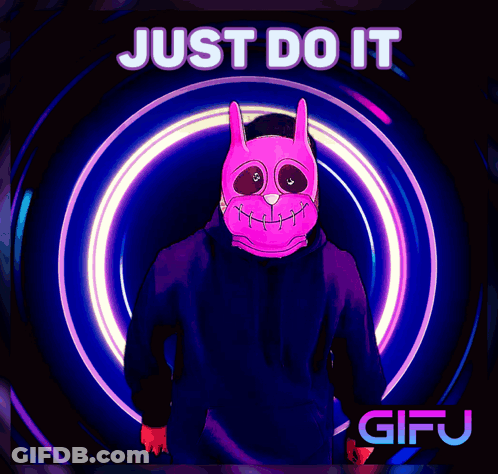 Just Do It Poster Person In Bunny Mask GIF