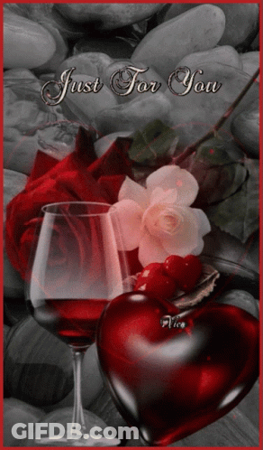 Just For You Card With Wine And Heart GIF
