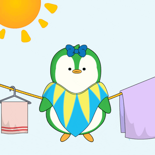 Just Hanging Cloths Around Penguin GIF