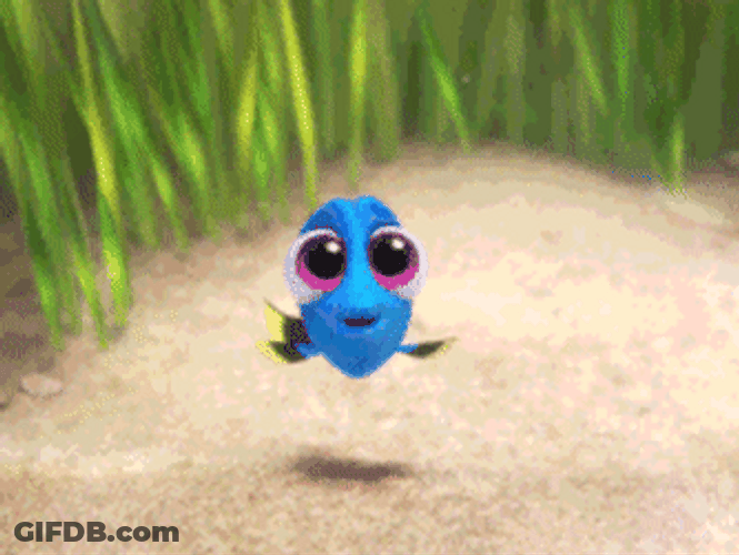 Just Keep Swimming Cute Baby Dory Blinking GIF