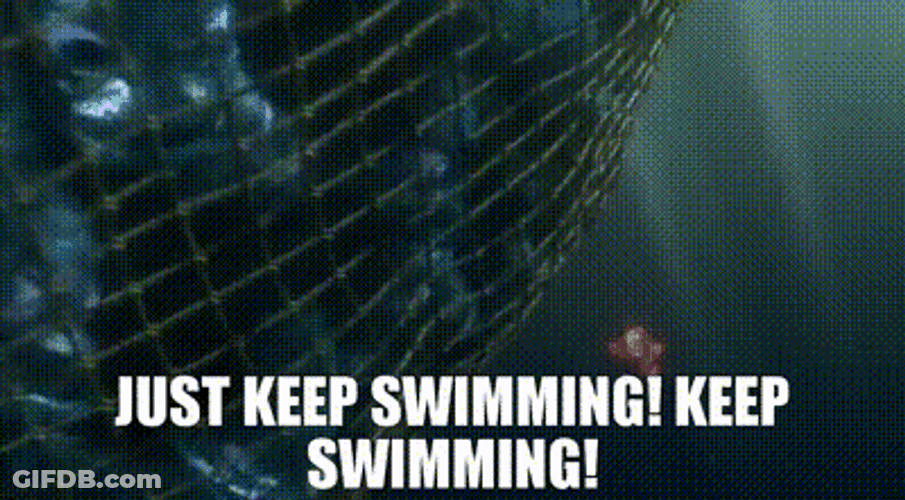 Just Keep Swimming Nemo Cheering Fish Net GIF