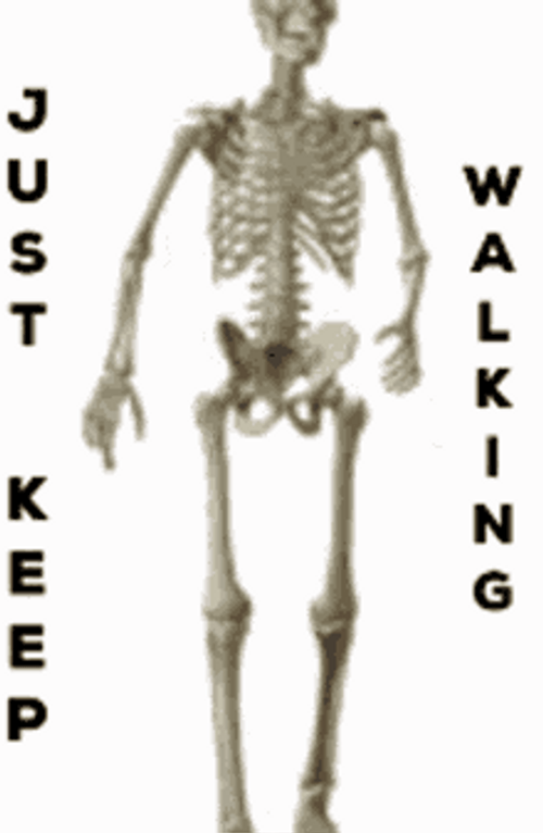 Just Keep Walking Skeleton GIF
