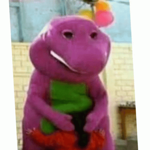 Just Little Girl Hugging Barney Meme GIF