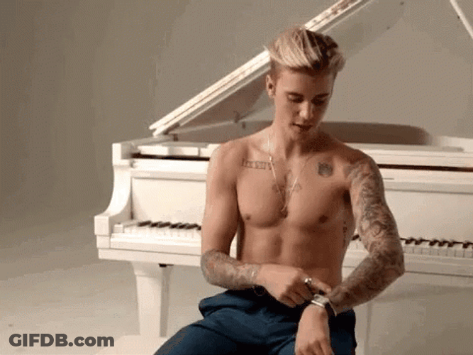 Justin Bieber And White Piano GIF
