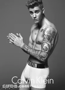 Justin Bieber Is Wearing Calvin Klein Underwear In This Black And White Photo GIF