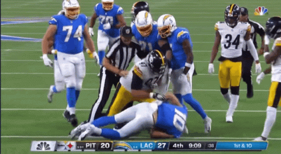 Justin Herbert Cam Heyward Punch GIF
