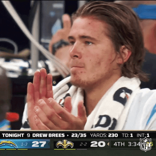 Justin Herbert Chargers Worried Clap GIF