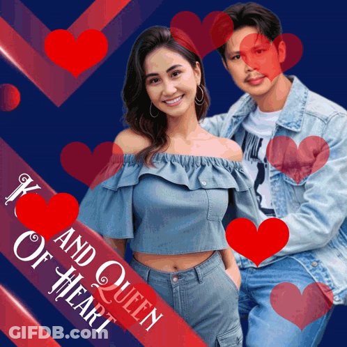 K And Queen Of Heart Surrounded By Hearts GIF