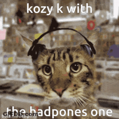 K Cat With Headphones GIF