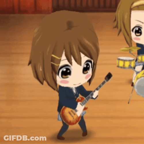 K-On Animated Yui Hirasawa Playing Guitar GIF