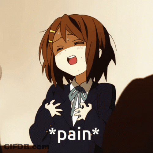 K-On Yui Hirasawa Feeling Pain GIF