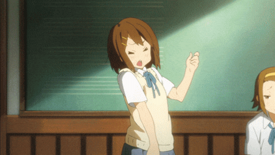 K-On Yui Hirasawa Practicing Windmill Gesture GIF