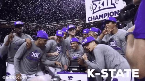 K-State Basketball Players Posing For Photo GIF