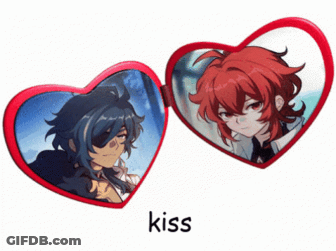 Kaeya And Diluc Heart Locket Kiss GIF