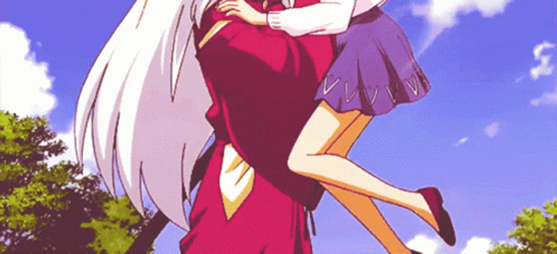 Kagome Higurashi And Inuyasha Staring GIF