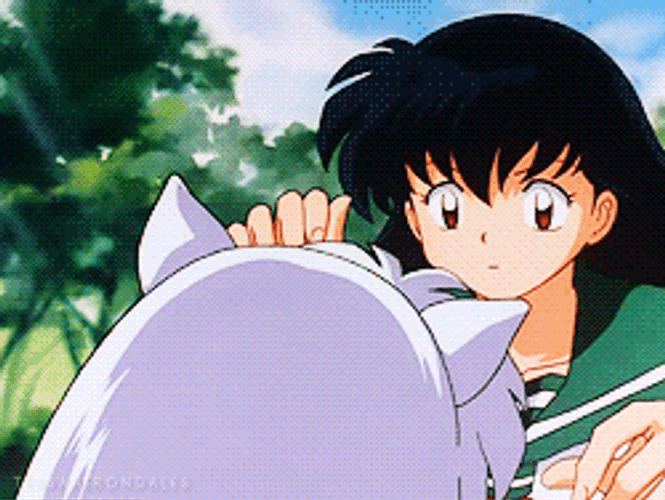 Kagome Playing Inuyasha's Ears GIF