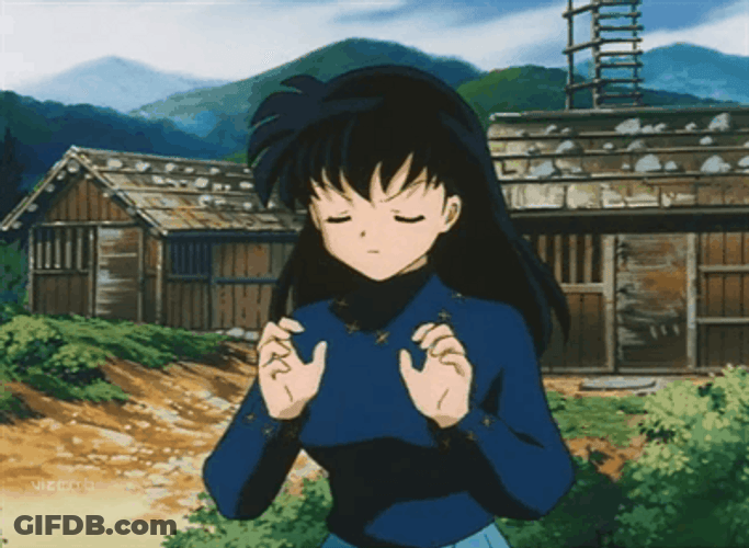 Kagome Pushing Inuyasha GIF