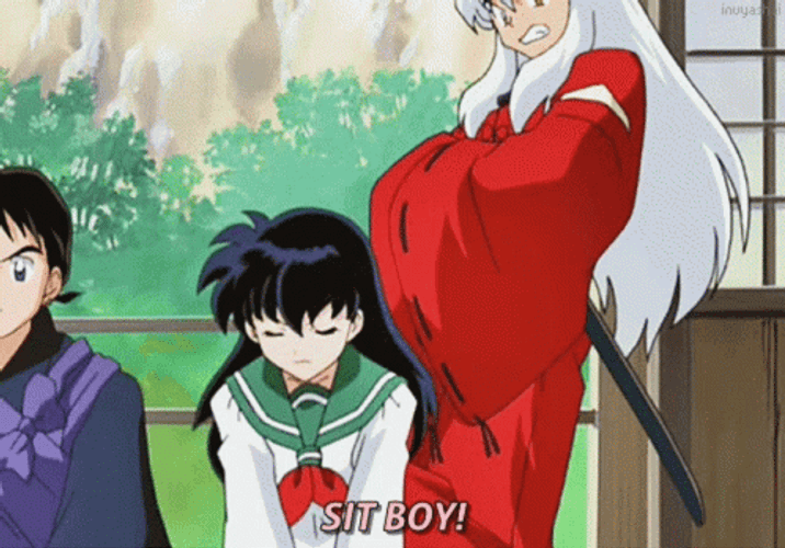 Kagome Sit Boy Inuyasha GIF