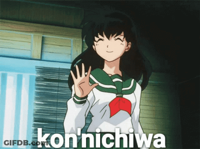 Kagome Waving Hi GIF
