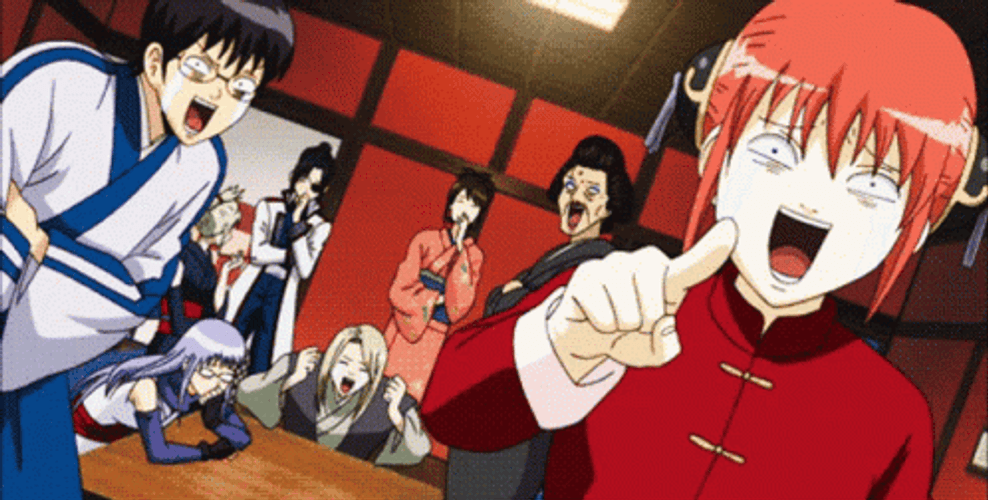 Kagura Anime Laughing With Friends GIF