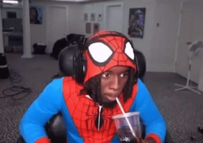 Kai Cenat Spider Man Drinking GIF