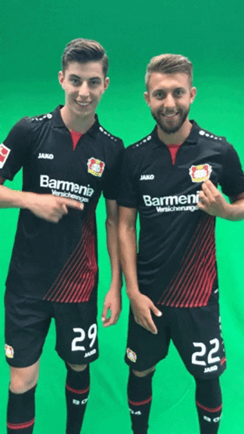 Kai Havertz Posing With A Teammate GIF