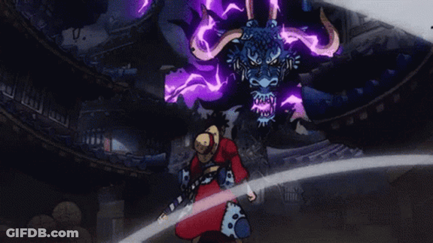Kaido Versus Luffy Face Off GIF