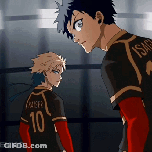 Kaiser Number 10 Standing Next To Isagi Number 4 GIF